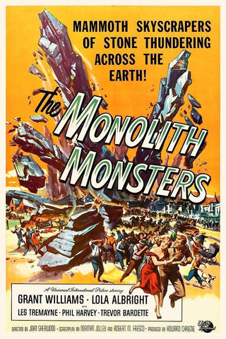 Monolith Monster White Modern Wood Framed Art Print with Double Matting by Hollywood Photo Archive