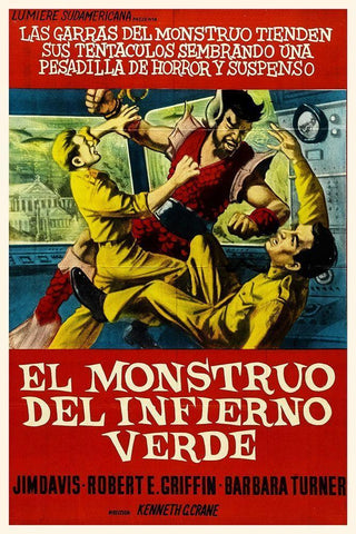 Spanish - Monster From Green Hell White Modern Wood Framed Art Print with Double Matting by Hollywood Photo Archive