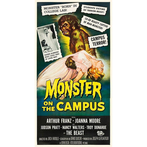 Monster on the Campus White Modern Wood Framed Art Print by Hollywood Photo Archive