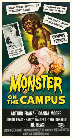 Monster on the Campus Black Ornate Wood Framed Art Print with Double Matting by Hollywood Photo Archive