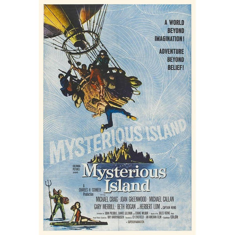 Mysterious Island Black Modern Wood Framed Art Print with Double Matting by Hollywood Photo Archive