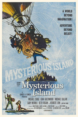 Mysterious Island Black Ornate Wood Framed Art Print with Double Matting by Hollywood Photo Archive