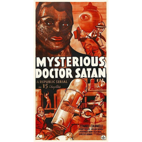 mysterious_doctor_satan_poster_02 Gold Ornate Wood Framed Art Print with Double Matting by Hollywood Photo Archive