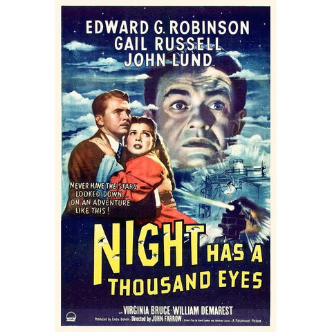 Night has a Thousand Eyes Gold Ornate Wood Framed Art Print with Double Matting by Hollywood Photo Archive