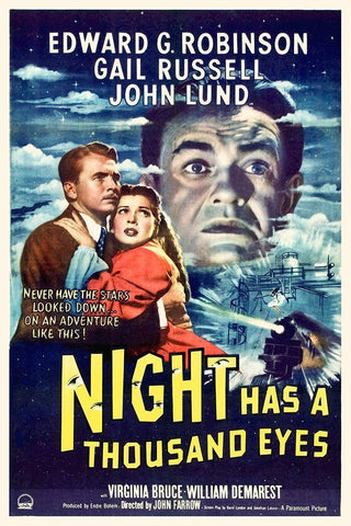 Night has a Thousand Eyes Black Ornate Wood Framed Art Print with Double Matting by Hollywood Photo Archive