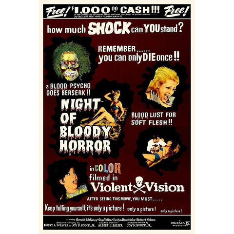 Night of Bloody Horror White Modern Wood Framed Art Print by Hollywood Photo Archive