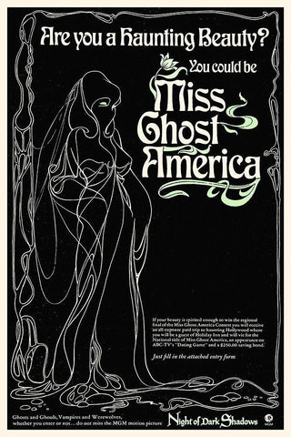 Night of Dark Shadows - Miss Ghost America Contest Black Ornate Wood Framed Art Print with Double Matting by Hollywood Photo Archive