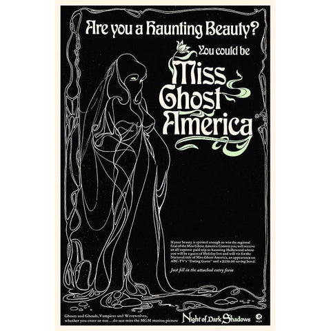 Night of Dark Shadows - Miss Ghost America Contest White Modern Wood Framed Art Print by Hollywood Photo Archive