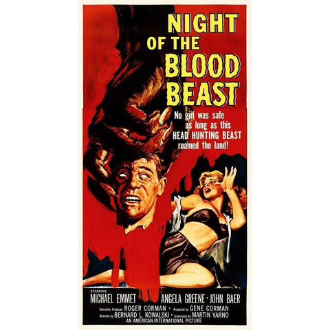 Night of The Blood Beast White Modern Wood Framed Art Print by Hollywood Photo Archive