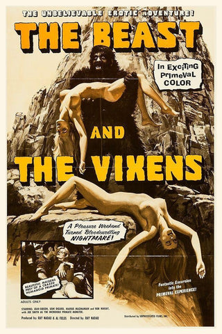 The Beast and the Vixens White Modern Wood Framed Art Print with Double Matting by Hollywood Photo Archive