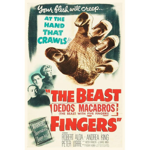 Spanish - The Beast with Five Fingers White Modern Wood Framed Art Print by Hollywood Photo Archive