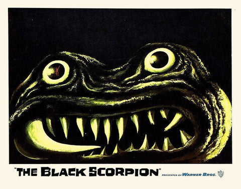 The Black Scorpion - Lobby Card Black Ornate Wood Framed Art Print with Double Matting by Hollywood Photo Archive