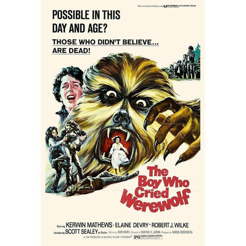 The Boy Who Cried Werewolf White Modern Wood Framed Art Print by Hollywood Photo Archive