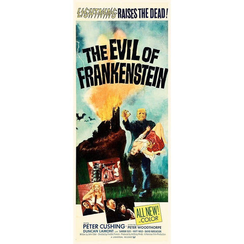 The Evil of Frankenstein White Modern Wood Framed Art Print by Hollywood Photo Archive