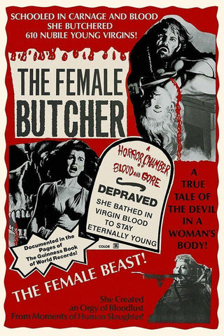 The Female Butcher White Modern Wood Framed Art Print with Double Matting by Hollywood Photo Archive