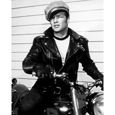 Marlon Brando - The Wild One Black Modern Wood Framed Art Print with Double Matting by Hollywood Photo Archive