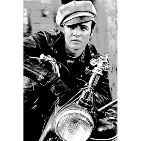 Marlon Brando - The Wild One Black Modern Wood Framed Art Print with Double Matting by Hollywood Photo Archive