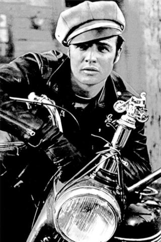 Marlon Brando - The Wild One Black Ornate Wood Framed Art Print with Double Matting by Hollywood Photo Archive