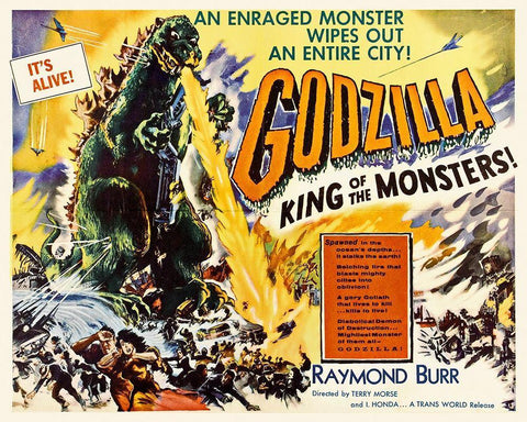 Godzilla, King of the Monsters Black Ornate Wood Framed Art Print with Double Matting by Hollywood Photo Archive