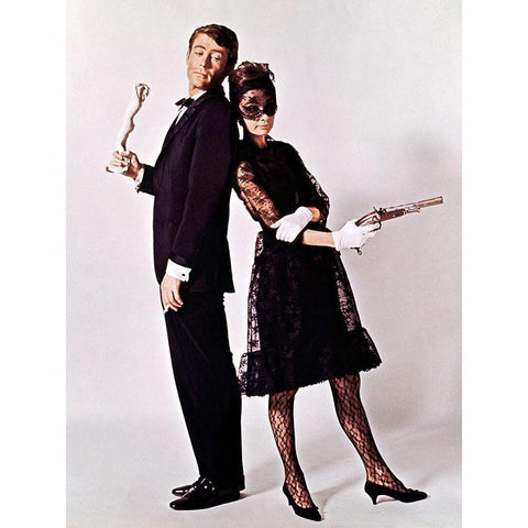 Audrey Hepburn and Peter OToole White Modern Wood Framed Art Print by Hollywood Photo Archive