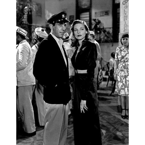 Bogart and Bacall White Modern Wood Framed Art Print by Hollywood Photo Archive