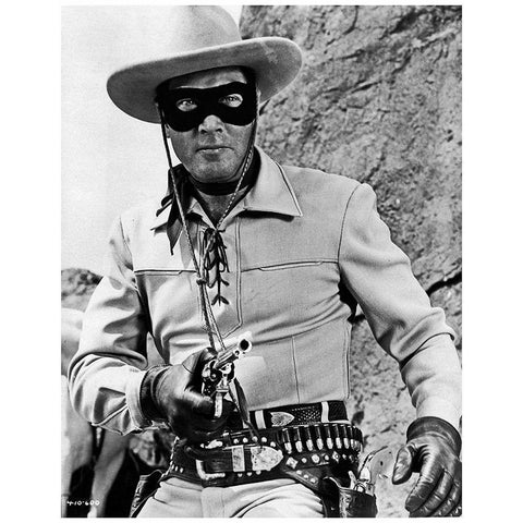 Clayton Moore - The Lone Ranger Black Modern Wood Framed Art Print with Double Matting by Hollywood Photo Archive