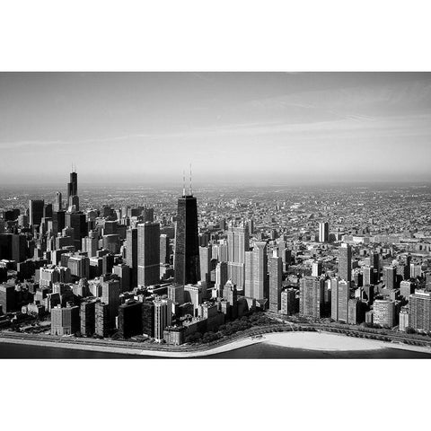 Aerial view of lakeshore Chicago Illinois White Modern Wood Framed Art Print by Highsmith, Carol