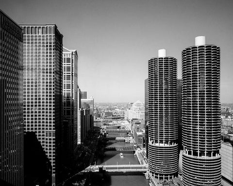 Marina city overlook Chicago Illinois White Modern Wood Framed Art Print with Double Matting by Highsmith, Carol