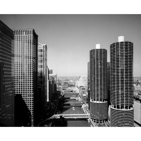 Marina city overlook Chicago Illinois Gold Ornate Wood Framed Art Print with Double Matting by Highsmith, Carol