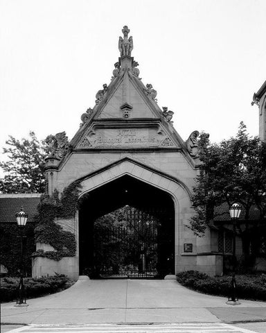 Entry gate to the University of Chicago Illinois Black Ornate Wood Framed Art Print with Double Matting by Highsmith, Carol