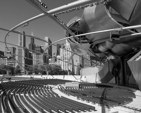 Jay Pritzker Pavillion by Frank Gehry in Grant Park Chicago Illinois Black Ornate Wood Framed Art Print with Double Matting by Highsmith, Carol