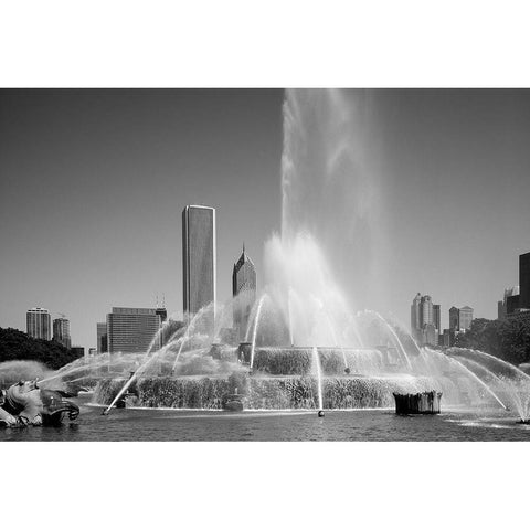 Buckingham fountain Chicago Illinois Black Modern Wood Framed Art Print with Double Matting by Highsmith, Carol