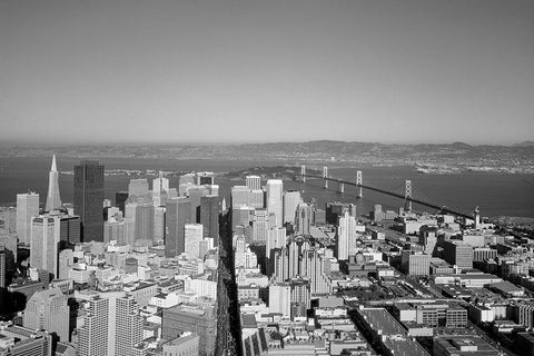 Aerial View of San Francisco California Including the Bay Bridge White Modern Wood Framed Art Print with Double Matting by Highsmith, Carol