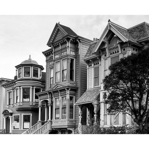 Row mansions loaded with gingerbread San Francisco California White Modern Wood Framed Art Print by Highsmith, Carol