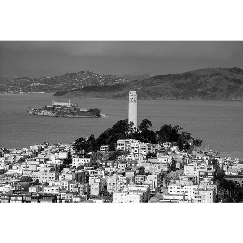 Coit Tower and Alcatraz San Francisco California Gold Ornate Wood Framed Art Print with Double Matting by Highsmith, Carol