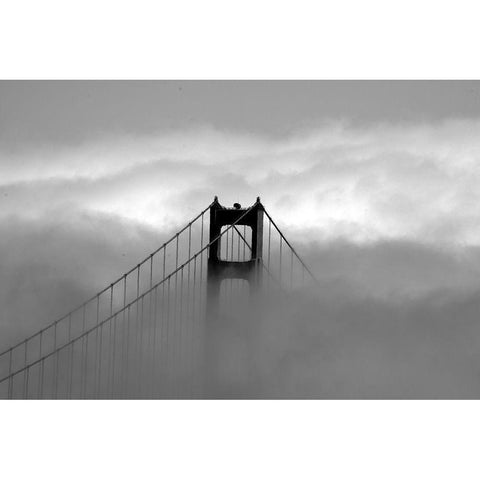 Golden Gate Bridge with fog rolling over it San Francisco California Gold Ornate Wood Framed Art Print with Double Matting by Highsmith, Carol