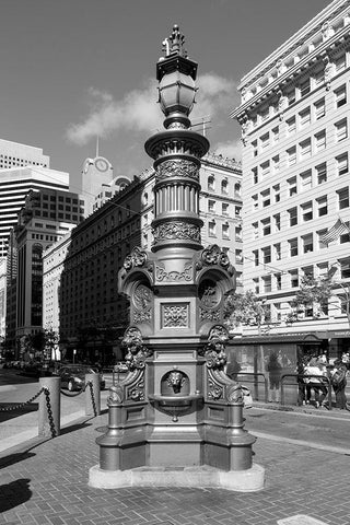 Lottas Fountain in San Francisco California Black Ornate Wood Framed Art Print with Double Matting by Highsmith, Carol