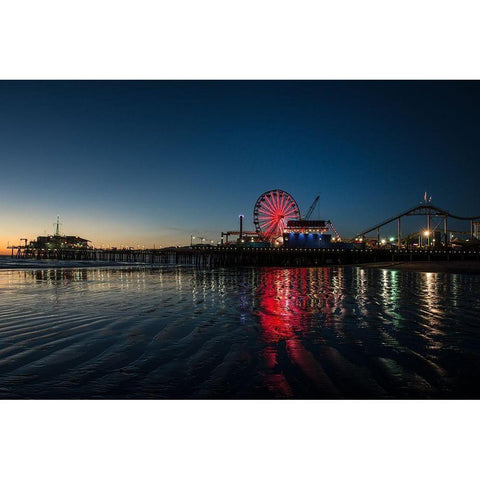 Santa Monica Pier at Sunset California Black Modern Wood Framed Art Print with Double Matting by Highsmith, Carol