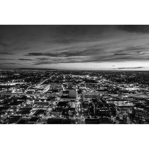 Nighttime skyline view of Los Angeles California Black Modern Wood Framed Art Print with Double Matting by Highsmith, Carol