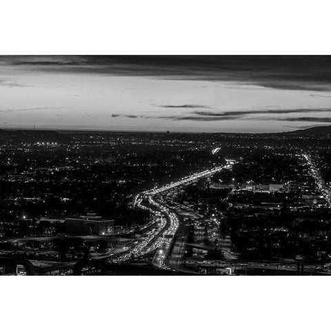 Looking north over the U.S. 101 (Hollywood) Freeway Los Angeles California Gold Ornate Wood Framed Art Print with Double Matting by Highsmith, Carol