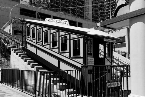 Angels Flight in the Bunker Hill district of Downtown Los Angeles California Black Ornate Wood Framed Art Print with Double Matting by Highsmith, Carol