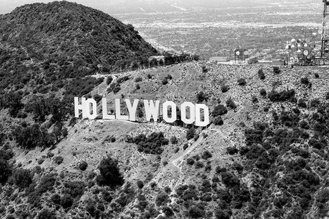 The Hollywood sign located in Los Angeles, California White Modern Wood Framed Art Print with Double Matting by Highsmith, Carol