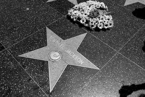 Michael Jacksons star on the Hollywood Walk of Fame Los Angeles California Black Ornate Wood Framed Art Print with Double Matting by Highsmith, Carol