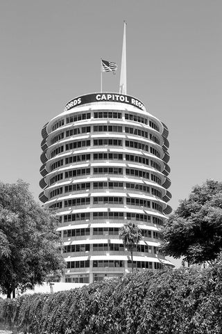 The Capitol Records Tower Los Angeles California White Modern Wood Framed Art Print with Double Matting by Highsmith, Carol