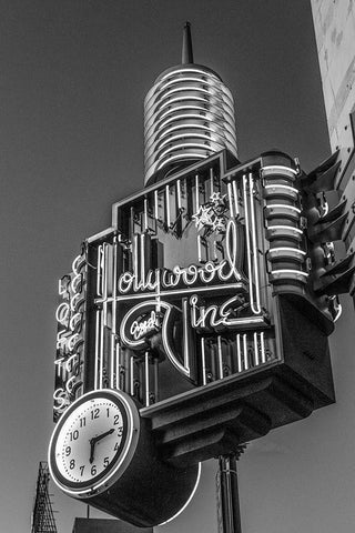 A neon sign from Hollywood and Vine Los Angeles California White Modern Wood Framed Art Print with Double Matting by Highsmith, Carol