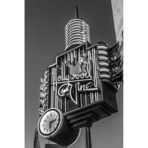 A neon sign from Hollywood and Vine Los Angeles California White Modern Wood Framed Art Print by Highsmith, Carol