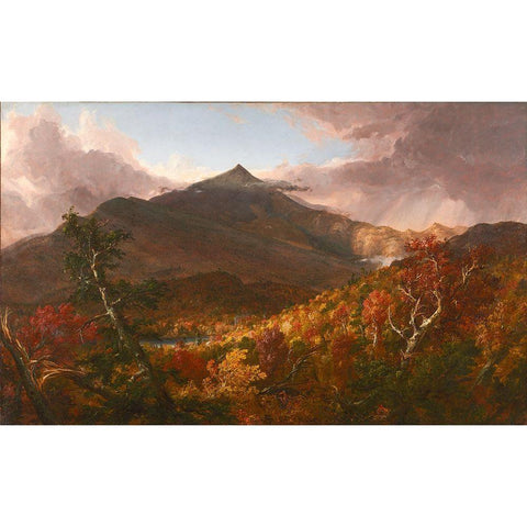 View of Schroon Mountain Essex County New York After a Storm Black Modern Wood Framed Art Print with Double Matting by Cole, Thomas