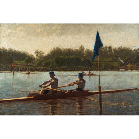 The Biglin Brothers Turning the Stake Gold Ornate Wood Framed Art Print with Double Matting by Eakins, Thomas