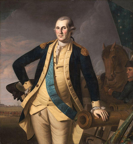 George Washington at the Battle of Princeton Black Ornate Wood Framed Art Print with Double Matting by Peal, Charles Willson