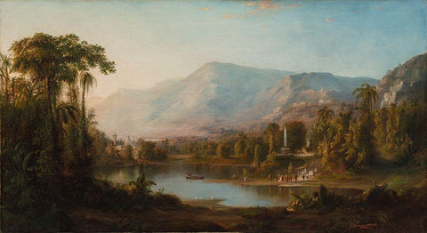Vale of Kashmir White Modern Wood Framed Art Print with Double Matting by Duncanson, Robert S.